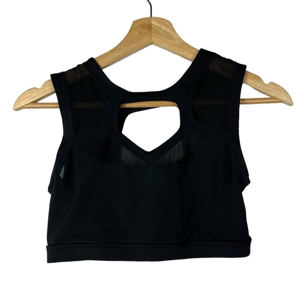 Forever 21 Black Cut Out Mesh Cropped Sports Bra S
